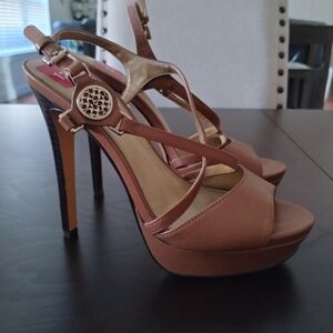 NEW COACH Elegant Tan High Heel Sandals